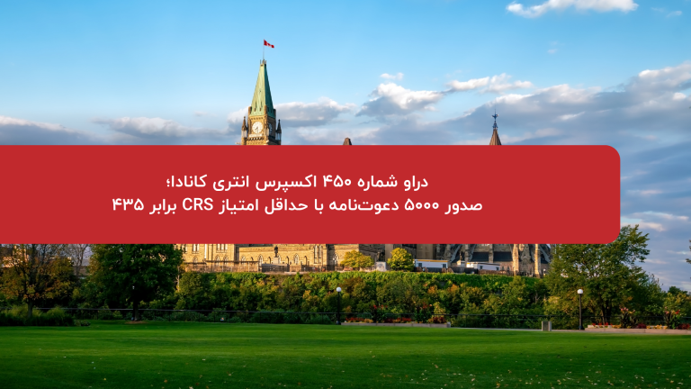 دراو شماره ۴۵۰ اکسپرس انتری کانادا؛ صدور ۵۰۰۰ دعوت‌نامه با حداقل امتیاز CRS برابر ۴۳۵